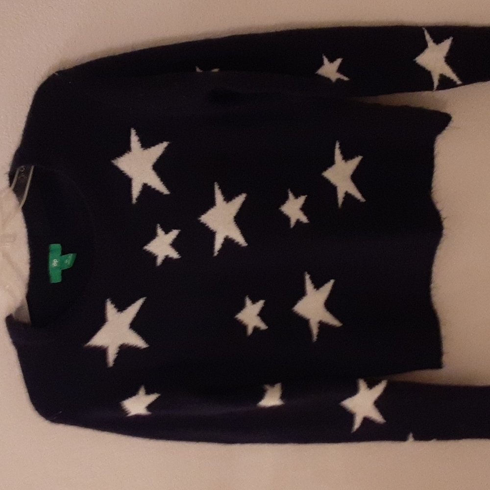 Sweater with Stars Navy White Super Cozy and Soft Holiday Seasonal Size M